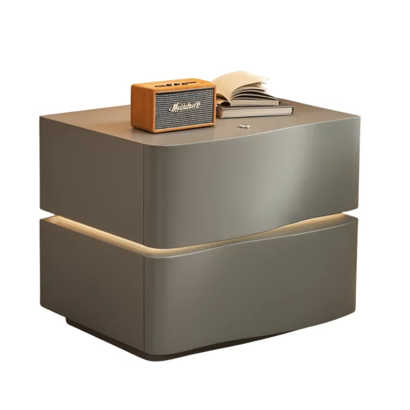 Интелигентно нощно шкафче с LED осветление и 2 чекмеджета - ТЪМНО СИВО