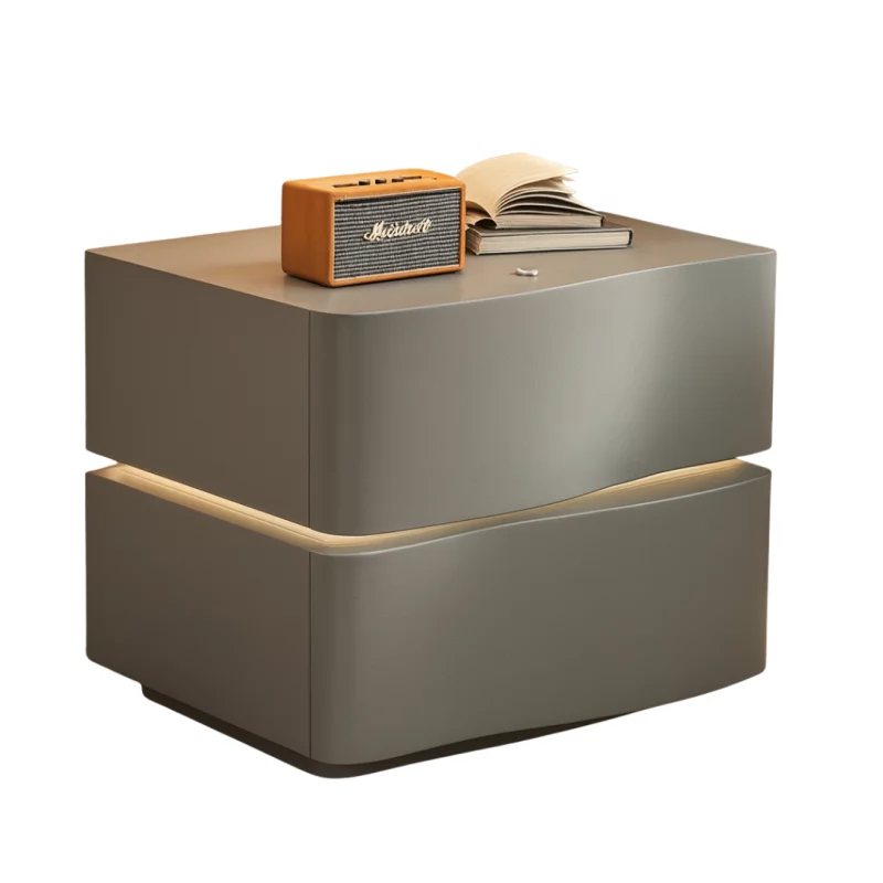 Noptiera Inteligenta cu Iluminare LED si 2 Sertare-DARK GRAY