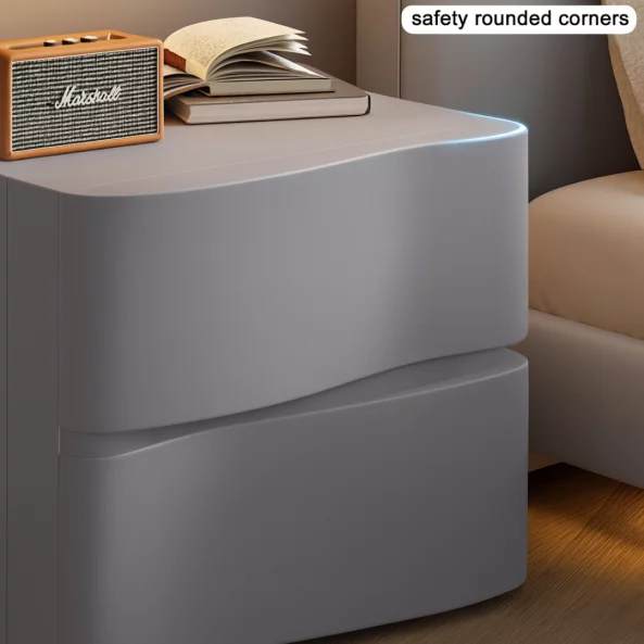 Интелигентно нощно шкафче с LED осветление и 2 чекмеджета - ТЪМНО СИВО