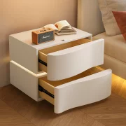 Интелигентно нощно шкафче с LED осветление и 2 чекмеджета - БЯЛО