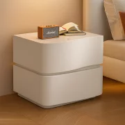 Интелигентно нощно шкафче с LED осветление и 2 чекмеджета - БЯЛО