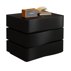 Интелигентно нощно шкафче с LED осветление и 3 чекмеджета - ЧЕРНО