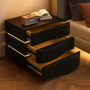 Интелигентно нощно шкафче с LED осветление и 3 чекмеджета - ЧЕРНО