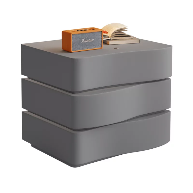 Noptiera Inteligenta cu Iluminare LED si 3 Sertare-DARK GRAY