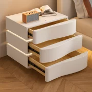 Интелигентно нощно шкафче с LED осветление и 3 чекмеджета – БЯЛО