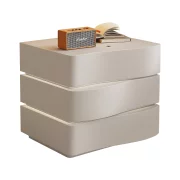 Интелигентно нощно шкафче с LED осветление и 3 чекмеджета – БЯЛО