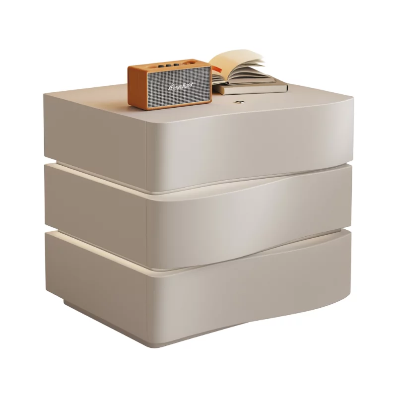 Noptiera Inteligenta cu Iluminare LED si 3 Sertare-WHITE