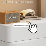 Интелигентно нощно шкафче с LED осветление и 3 чекмеджета – БЯЛО