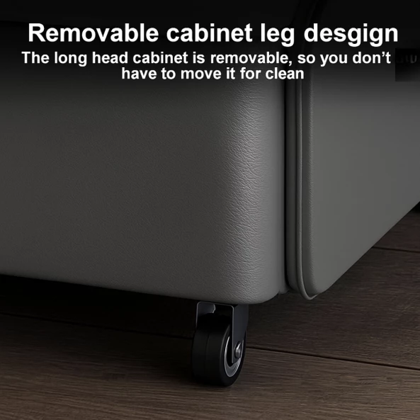 Многофункционална интелигентна нощно шкафче – с безжично зареждане, LED осветление и Bluetooth високоговорител – ТЪМНОСИВО