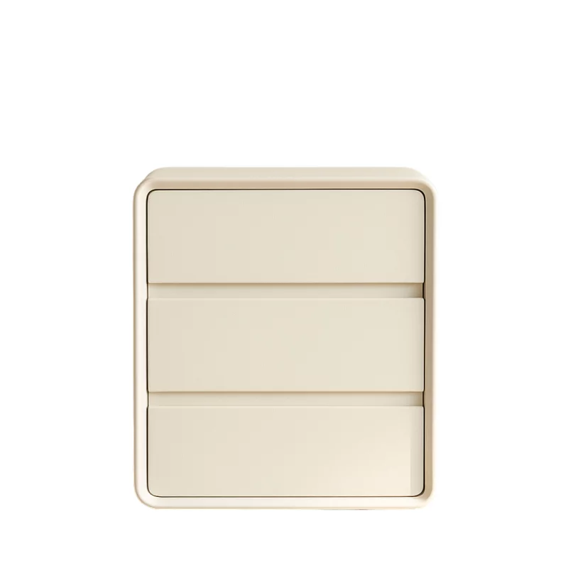 Comodă din MDF și piele PU – 3 sertare, 55x40x61 cm-White