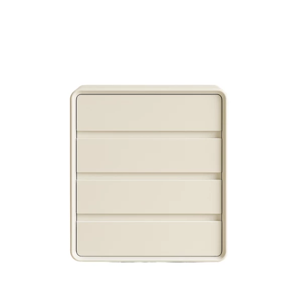 Скрин от MDF и PU кожа – 4 чекмеджета, 55x40x81 см - Бял