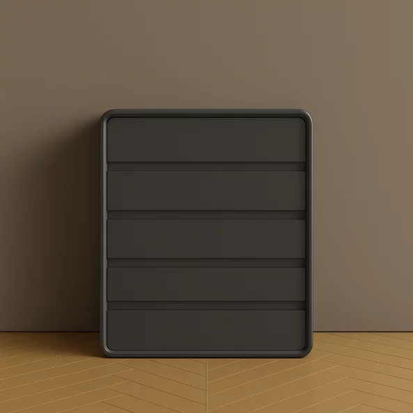 Скрин от MDF и PU кожа – 5 чекмеджета, 55x40x101 см - Тъмносив