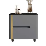 Боядисано нощно шкафче от синтерован камък, дъбово дърво и метал – Сиво