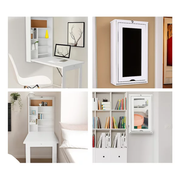 Mesa de pared plegable con armario de almacenamiento