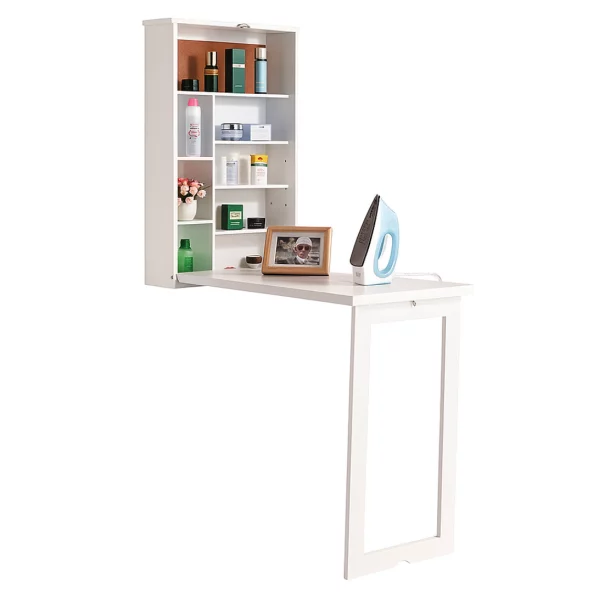 Mesa de pared plegable con armario de almacenamiento