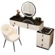 Măsuță de machiaj MARIPOSA smart – cu oglindă rotundă LED și blat din sticlă securizată 120x40x120cm