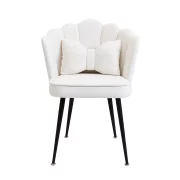 Елегантен стол с извита форма, тапициран с текстил и метални крака