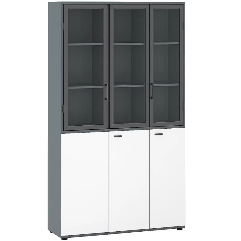 Dulap cu trei uși – design modern cu uși din sticlă și cadru din melamină W1200*D400*H2000
