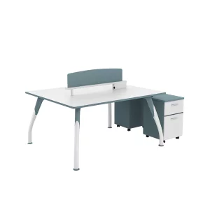 Stație de lucru dublă pentru birou cu sertare mobile și picioare metalice W1400*D1200*H750