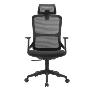 Scaun ergonomic de birou cu tetieră reglabilă și spătar din plasă-W720*D640*H1160-1255mm