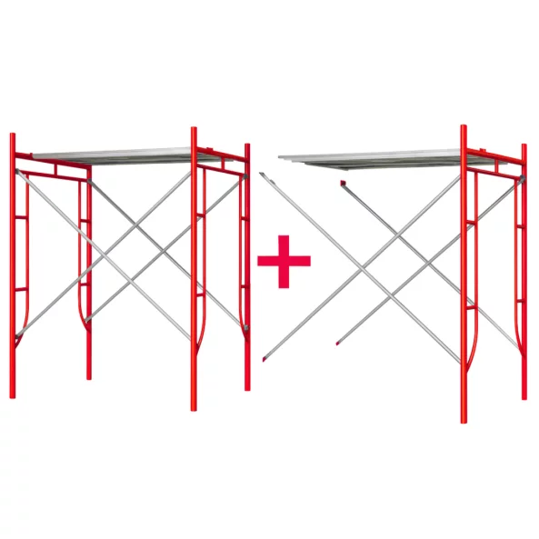 Járható acél állvány toldat H2000L1800W1524, 2 ferde merevítő készlettel és egy platformmal