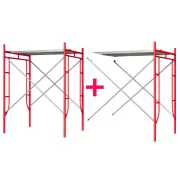 Járható acél állvány toldat H2000L1800W900, 2 ferde merevítő készlettel és egy platformmal