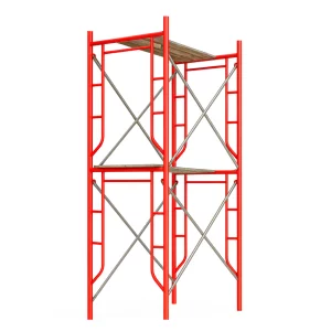 Acél mozgatható állvány H4000L1800W1524 mm, 4 darab átlós merevítővel és 2 platformmal.