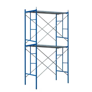 Подвижно скеле – синьо – от стомана, H4000×L1800×W1219 mm с 4 комплекта диагонали и 2 платформи