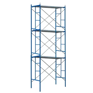 Подвижно скеле – синьо – от стомана, H6000×L1800×W1219 mm с 6 комплекта диагонали и 3 платформи