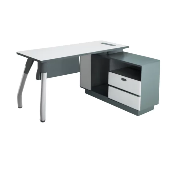 Бюро с меламинов плот и фиксиран страничен шкаф – 1200×1200×450 мм