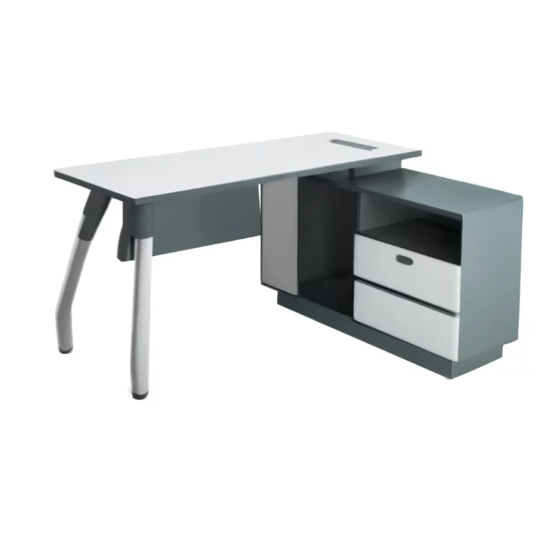 Birou cu Blat din melamină și dulap lateral fix – 1200×1200×450 mm