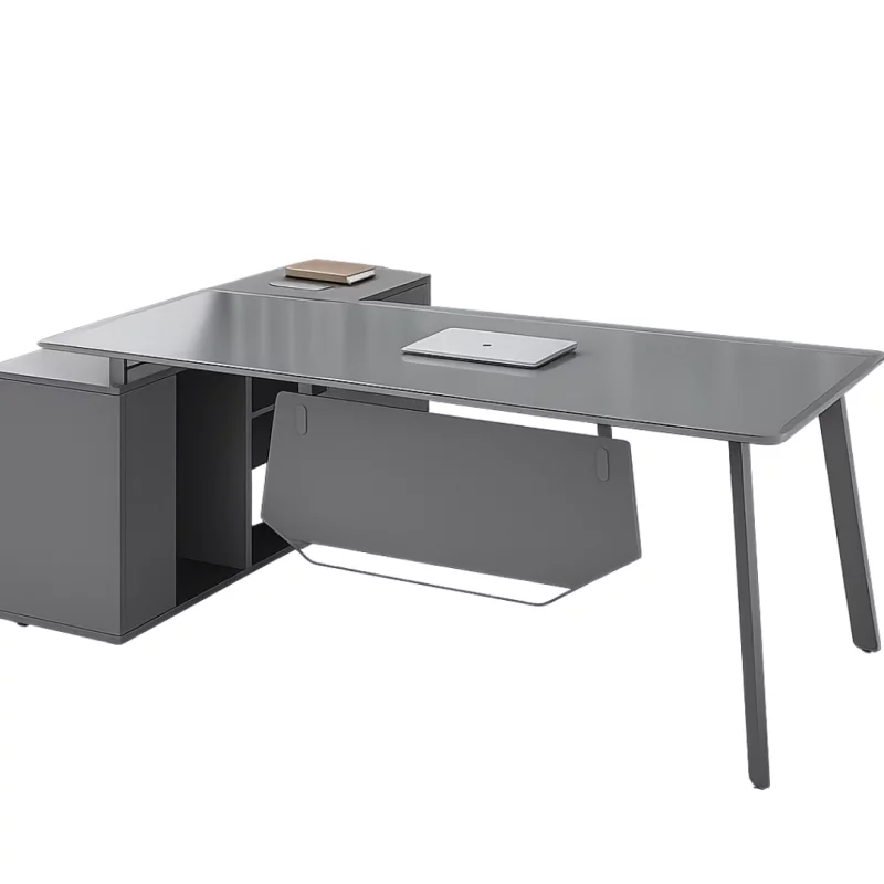 Birou Managerial cu blat din sticlă – 2000×800×750 mm