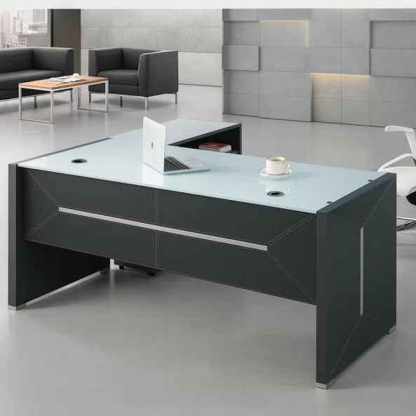 Birou Managerial cu Blat din sticlă - H750*D800*W1800