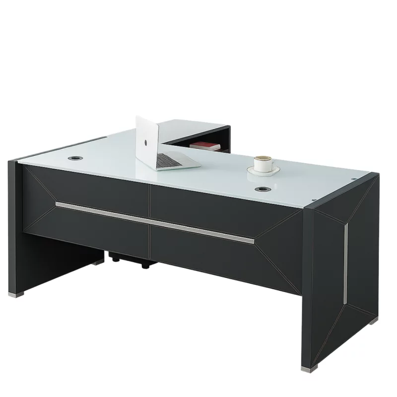 Birou Managerial cu Blat din sticlă - H750*D800*W1800