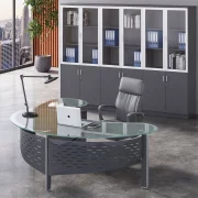 Birou Managerial Modern cu Blat din Sticlă Temperată – 2000×1200×750 mm