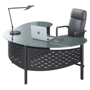 Birou Managerial Modern cu Blat din Sticlă Temperată – 2000×1200×750 mm