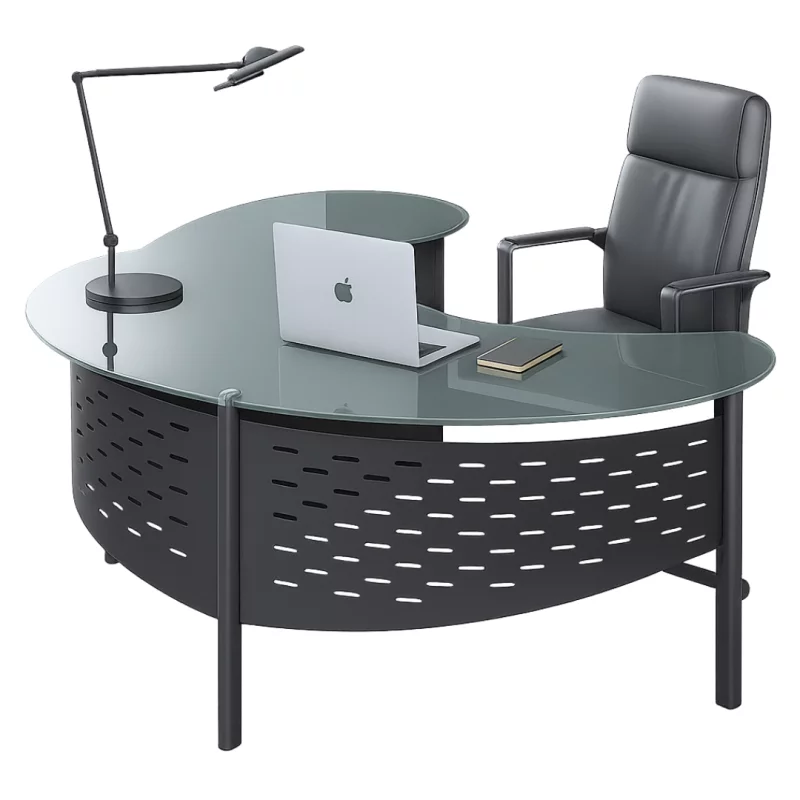 Birou Managerial Modern cu Blat din Sticlă Temperată – 2000×1200×750 mm