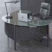 Birou Managerial Modern cu Blat din Sticlă Temperată – 2200×1300×750 mm