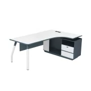 Модерна офис маса с метална опора и вградени рафтове - W1800D1200H750