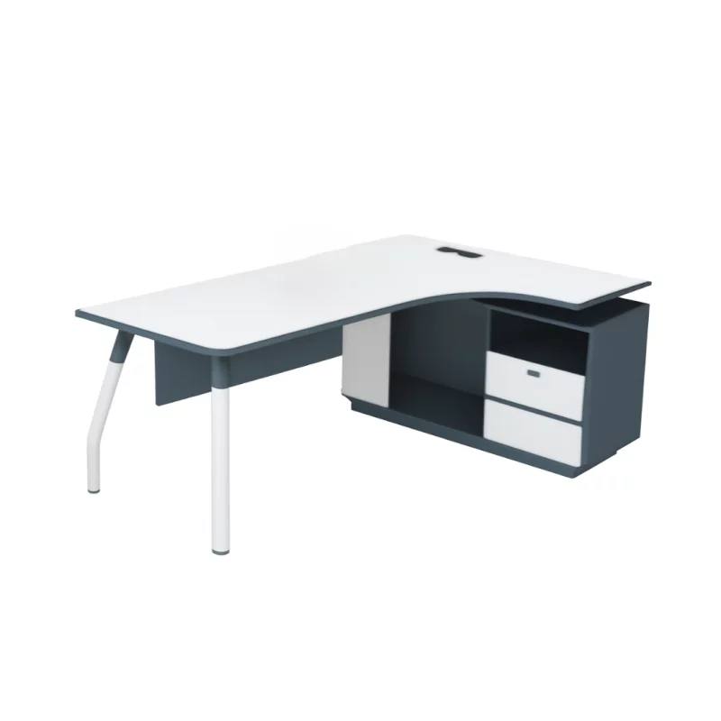 Birou modern cu suport metalic și rafturi integrate - W1800*D1200*H750