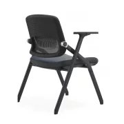 Ергономичен обучителен стол с текстилна облегалка и хромирана метална рамка – без колела W495D615H820 mm