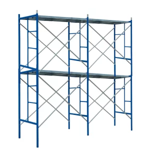 Andamio móvil – azul – de acero, H4000×L3600×W1219 mm, con 2 extensiones