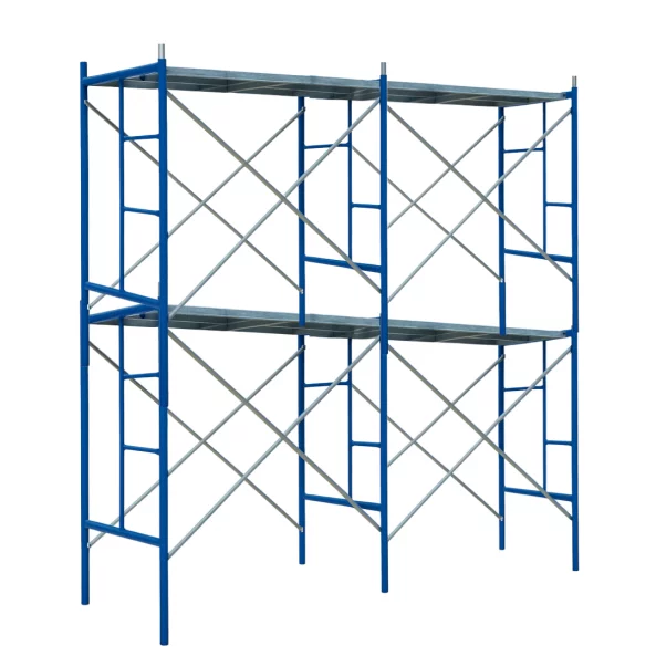 Andamio móvil – azul – de acero, H4000×L3600×W1219 mm, con 2 extensiones