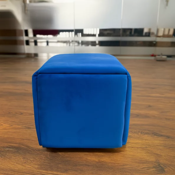 Многофункционален 5 в 1 табурет от кадифе – син цвят