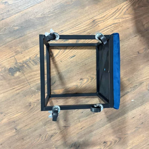 Многофункционален 5 в 1 табурет от кадифе – син цвят