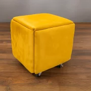 Многофункционален табурет 5 в 1 от кадифе – жълт цвят