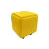 Многофункционален табурет 5 в 1 от кадифе – жълт цвят