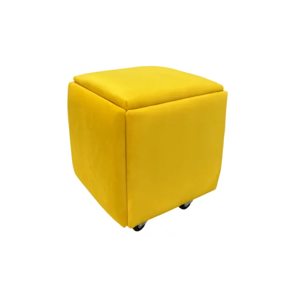 Многофункционален табурет 5 в 1 от кадифе – жълт цвят