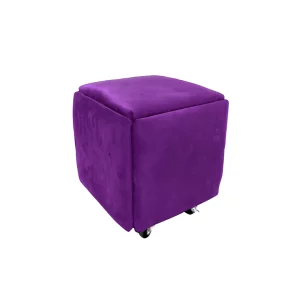 Многофункционален табурет 5 в 1 от кадифе – лилав цвят