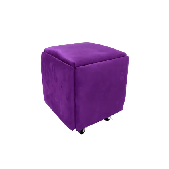 Многофункционален табурет 5 в 1 от кадифе – лилав цвят